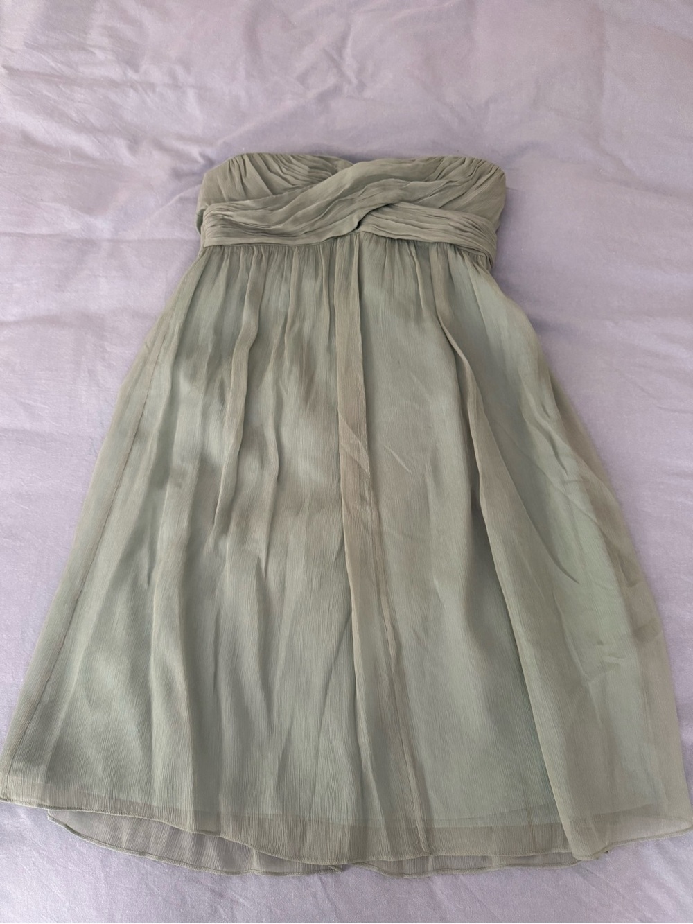 J. Crew Strapless Sage Chiffon Midi Dress